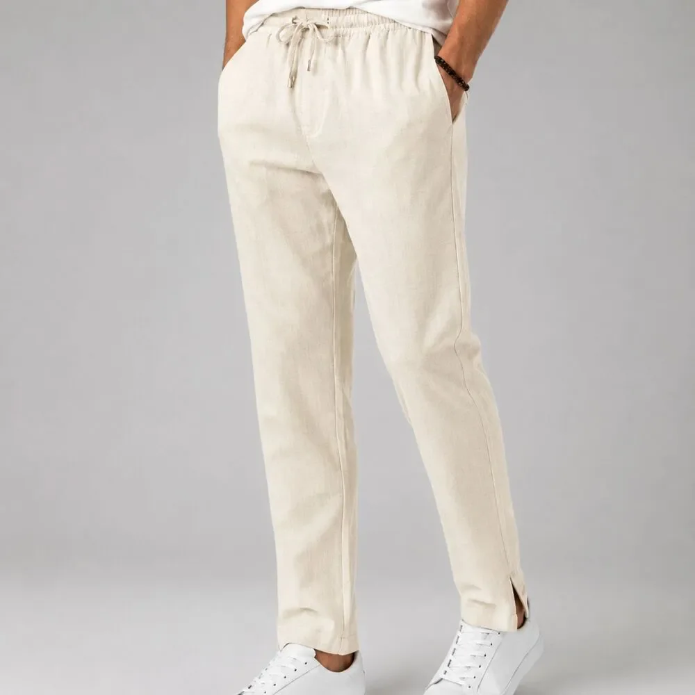 NOVAMEN Men's Cream Textured Drawstring Pants XXL Elastic Waist NWT 33 Inseam